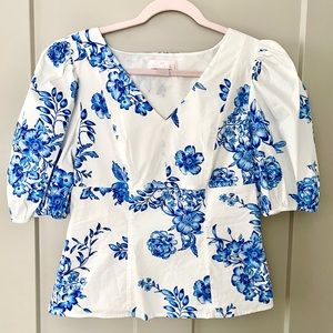 Beautiful Blue and White Floral Top